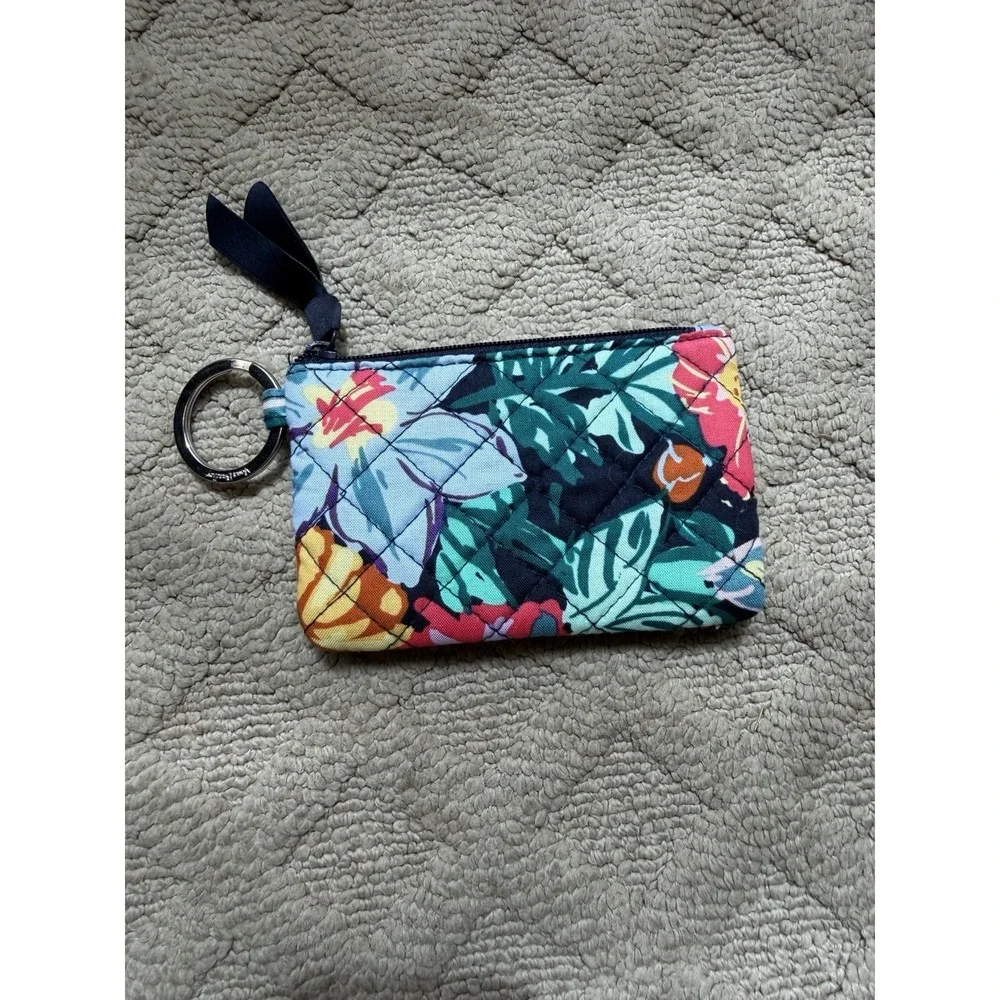 Vera Bradley Women's Zip ID Case Happy Blooms Pattern Multicolor Cotton
